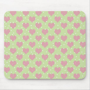 Rosa Herzen und weiße Polka-Punkte-Muster Mousepad