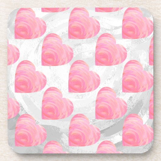 Rosa Herzen Untersetzer (Vorderseite)