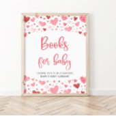 Rosa Herzen Valentine Bücher für Babydusche Poster