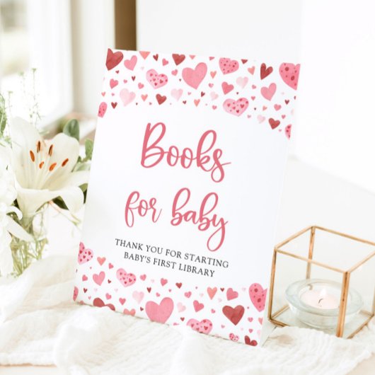 Rosa Herzen Valentine Bücher für Babydusche Sockelschild