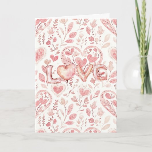 Rosa Herzen Valentinstag Liebe Karte (Vorderseite)
