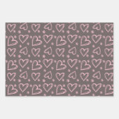 Rosa Herzen Valentinstag Liebe Retro Schachbrett Geschenkpapier Set (Vorderseite)