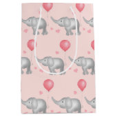 Rosa Herzen & Wasserfarbe Elefantenkinder Mittlere Geschenktüte (Vorderseite)