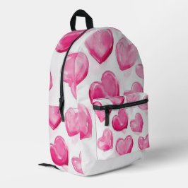 Rosa Herzen Wasserfarben Digitale Kunst Bedruckter Rucksack