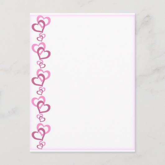 Rosa Herzen weiche Grenze Postkarte (Vorderseite)