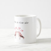 Rosa Herzen Weiße Vögel Liebe  Kaffeetasse (VorderseiteRechts)