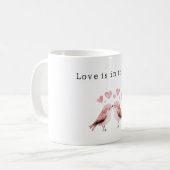 Rosa Herzen Weiße Vögel Liebe  Kaffeetasse (Vorderseite Links)