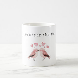 Rosa Herzen Weiße Vögel Liebe Kaffeetasse