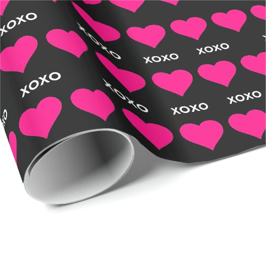 Rosa Herzen - Xoxo valentine Liebe Geschenkpapier (Rolleneckpunkt)