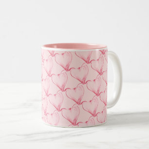 Rosa Herzen Zweifarbige Tasse