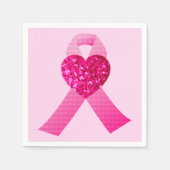 Rosa Herzfleckenkrebs Serviette (Vorderseite)