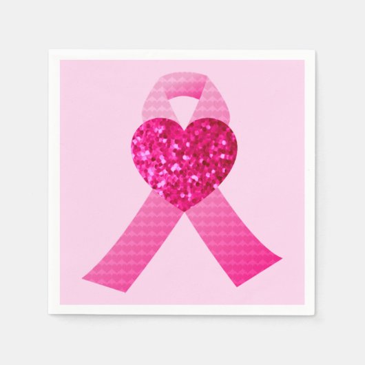 Rosa Herzfleckenkrebs Serviette (Vorderseite)