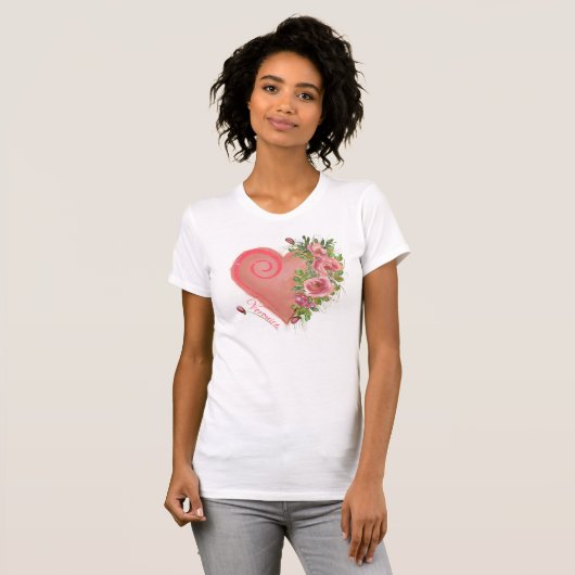 Rosa Herzfloral T-Shirt (Vorne ganz)