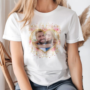 Rosa Herzform Foto Rahmen Valentinstag T-Shirt