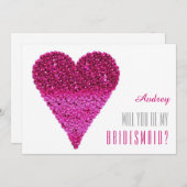 Rosa Herzform Werden Sie meine Bridesmaid? Einladung (Vorne/Hinten)