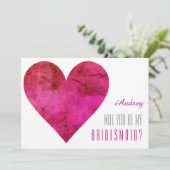 Rosa Herzform Werden Sie meine Bridesmaid? Invita Einladung (Stehend Vorderseite)