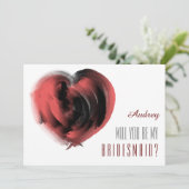 Rosa Herzform Werden Sie meine Bridesmaid? Invita Einladung (Stehend Vorderseite)