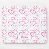 Rosa Herzformen Muster mit Individuelle Name Mousepad (Vorne)