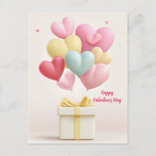 Rosa herzförmige Ballons Valentinstagskarte  Postkarte