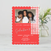 Rosa Herzfreund Foto Galentinstag Einladung (Stehend Vorderseite)