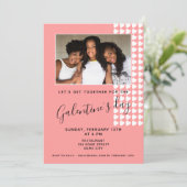 Rosa Herzfreund Foto Galentinstag  Einladung (Stehend Vorderseite)