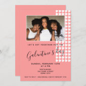 Rosa Herzfreund Foto Galentinstag  Einladung (Vorne/Hinten)