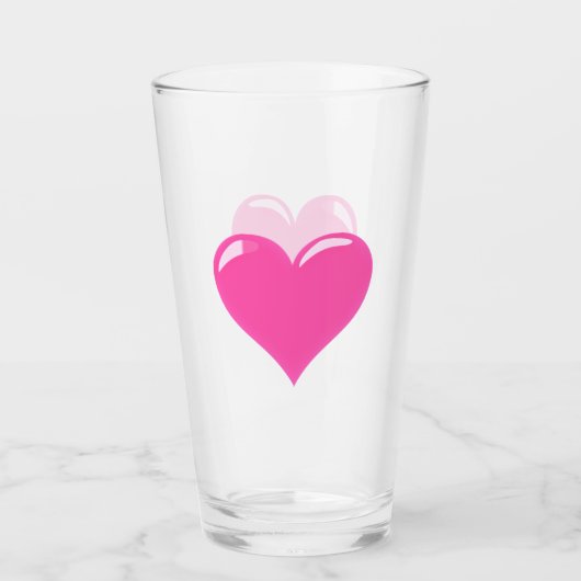 Rosa Herzglas Glas (Vorderseite)