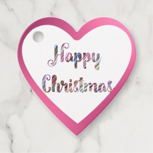 Rosa Herzgrenze Geschenkanhänger (Vorderseite)