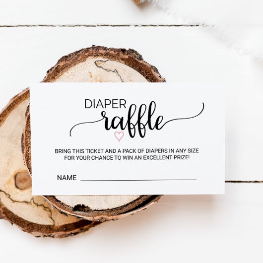 Rosa Herzkalligraphie-Windeln Einlage Begleitkarte