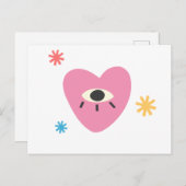 rosa Herzkarte Postkarte (Vorne/Hinten)