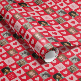 Rosa Herzkarton mit Fotos Valentine Geschenkpapier