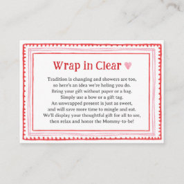 Rosa Herzkinderdusche in klarem Abstand Begleitkarte