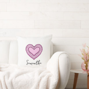 Rosa Herzkissen, Individuelle Name Kissen, Sofa Kissen