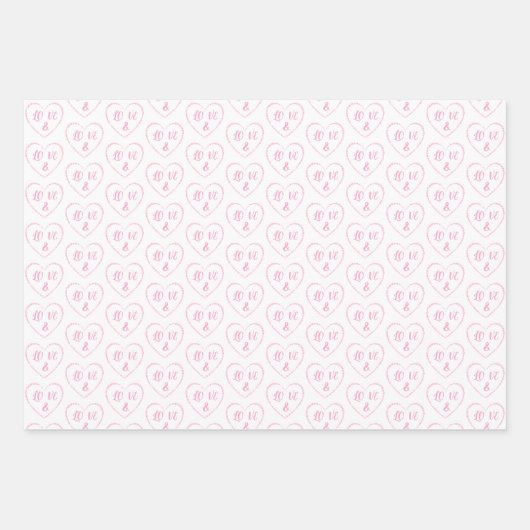 Rosa Herzklopfen, Bräune und Kräutermonogramme Geschenkpapier Set (Vorderseite 3)