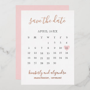 Rosa Herzklopfen Moderne Hochzeit retten das Datum Folieneinladung