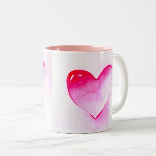Rosa Herzklopfen Pop Liebe Zweifarbige Tasse (VorderseiteRechts)