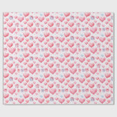 Rosa Herzklopfen und Geschenkboxen Wasserfarbe Geschenkpapier (Flach)