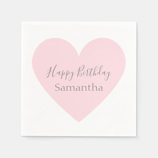 Rosa Herzklopfen und individuelles Graues Happy Bi Serviette (Vorderseite)