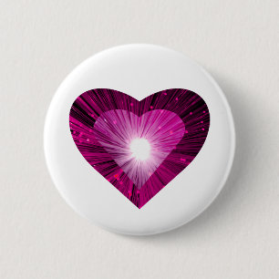 Rosa Herzklopfknopf rund weiß Button