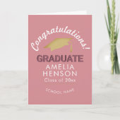 Rosa Herzlichen Glückwunsch Graduate Graduation Ca Karte (Vorderseite)