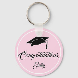 Rosa Herzlichen Glückwunsch Graduation Cap Schlüsselanhänger