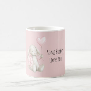 Rosa Herzluftballon irgendein Hase liebt dich Kaffeetasse