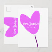 Rosa Herzluftballon Mrs Name Est. Jahr Liebe Postkarte (Vorne/Hinten)