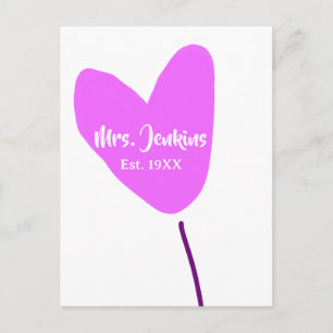 Rosa Herzluftballon Mrs Name Est. Jahr Liebe Postkarte