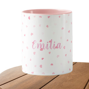 Rosa Herzmädchen personalisiert Tasse