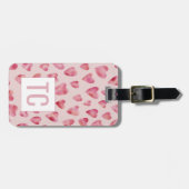 rosa Herzmonogramm Gepäckanhänger (Vorderseite horizontal)