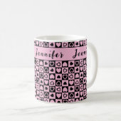 rosa Herzmonogramm Kaffeetasse (VorderseiteRechts)