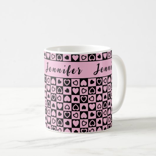 rosa Herzmonogramm Kaffeetasse (VorderseiteRechts)