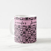 rosa Herzmonogramm Kaffeetasse (Vorderseite Links)