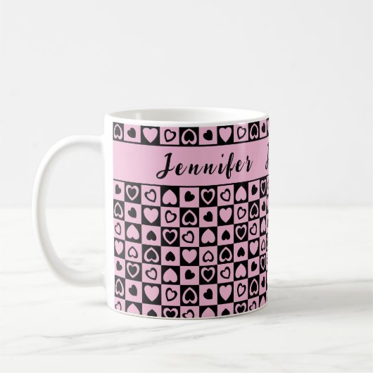 rosa Herzmonogramm Kaffeetasse (Links)